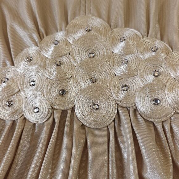 ECI New York Metallic Gold Rosette V-neck Blouse sz S - Picture 6 of 9